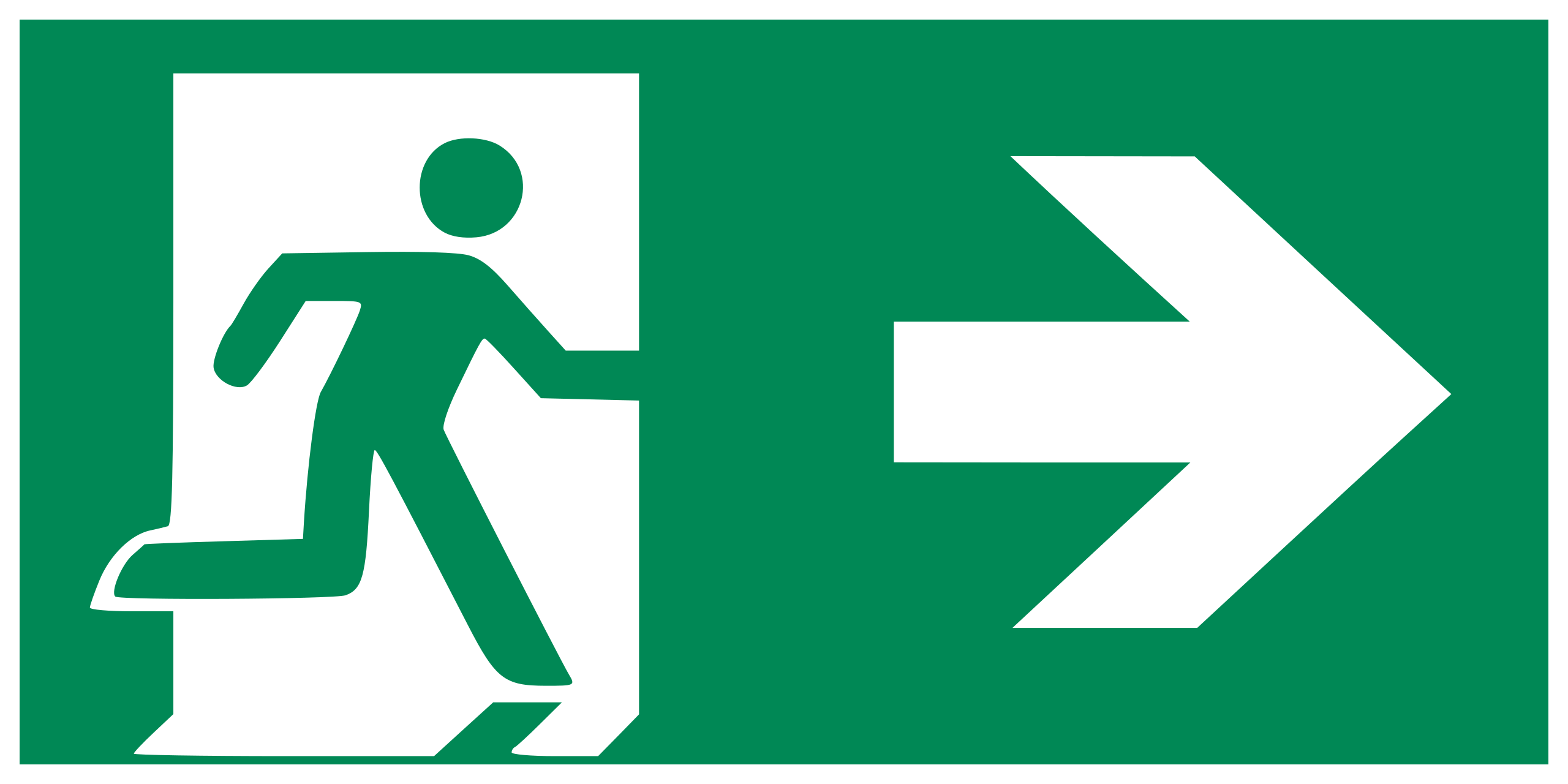 Image of the standard exit icon: a person walking out of a door.