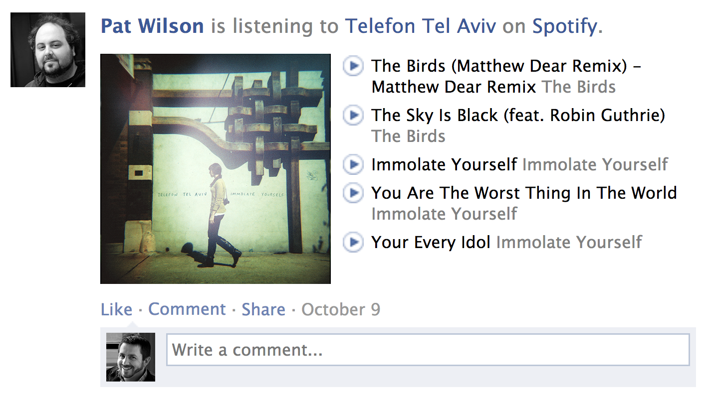 Pat is listening to Telefon Tel Aviv on Spotify.